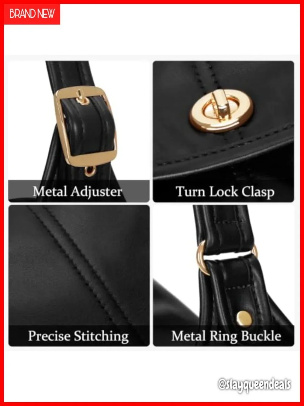 Large Faux Leather Multi-Pocket Hobo Shoulder Bag
